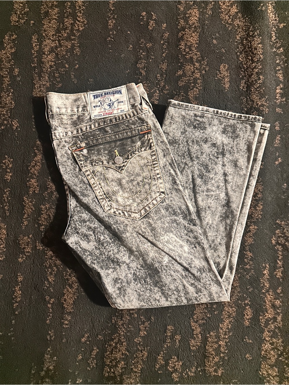 Gray acid wash true religion jeans